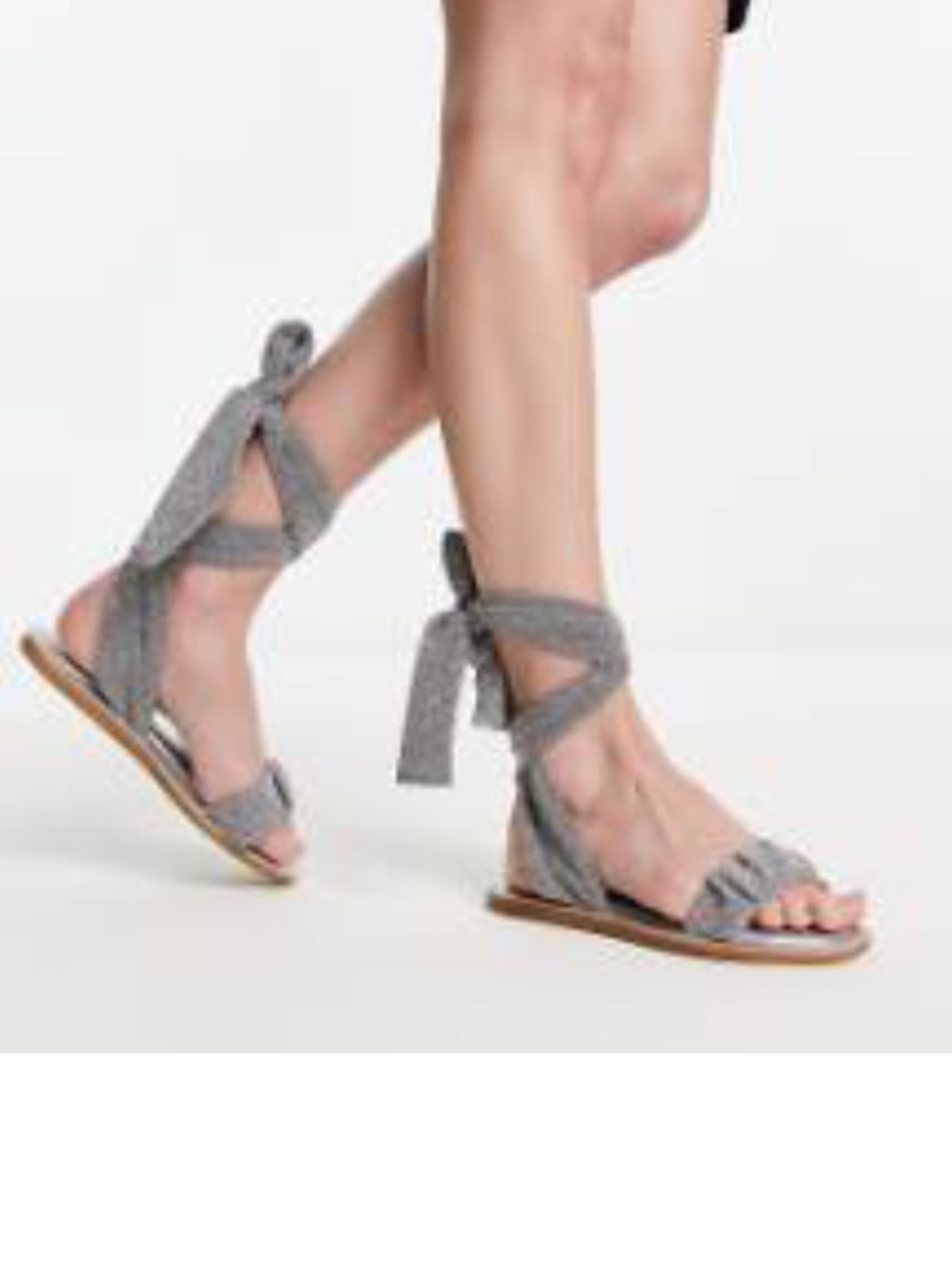 ASOS Silver Metallic Tie-Strap Gladiator Sandals